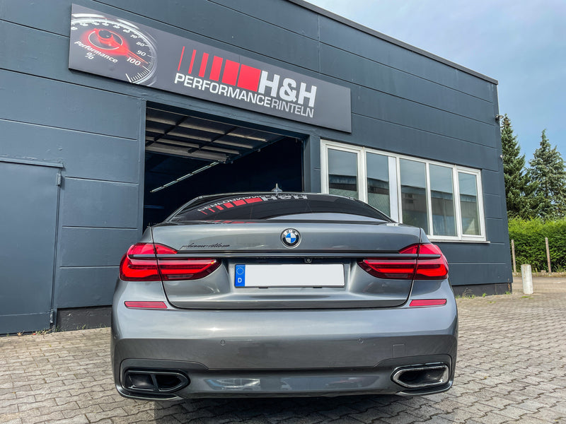 Laden Sie das Bild in Galerie -Viewer, Auspuffrohr-Abdeckungen für BMW 7er G11/G12 / M760 Optik Design Schwarz