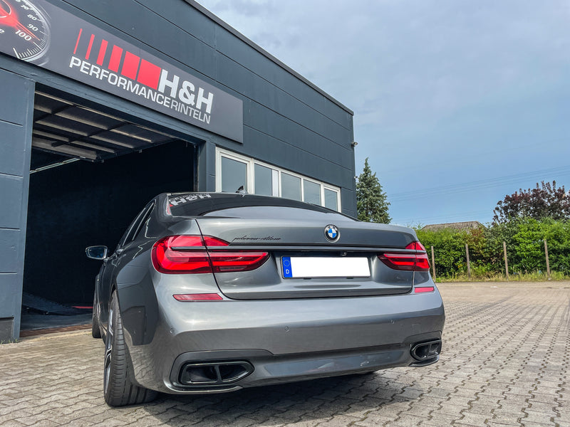 Laden Sie das Bild in Galerie -Viewer, Auspuffrohr-Abdeckungen für BMW 7er G11/G12 / M760 Optik Design Schwarz