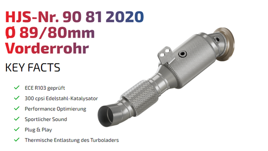HJS ECE Downpipes mit 300 Zellen Kats für BMW B58 vor OPF für BMW M140i F20/F21 / M240i F22/F23 - mit Zulassung - 90812020