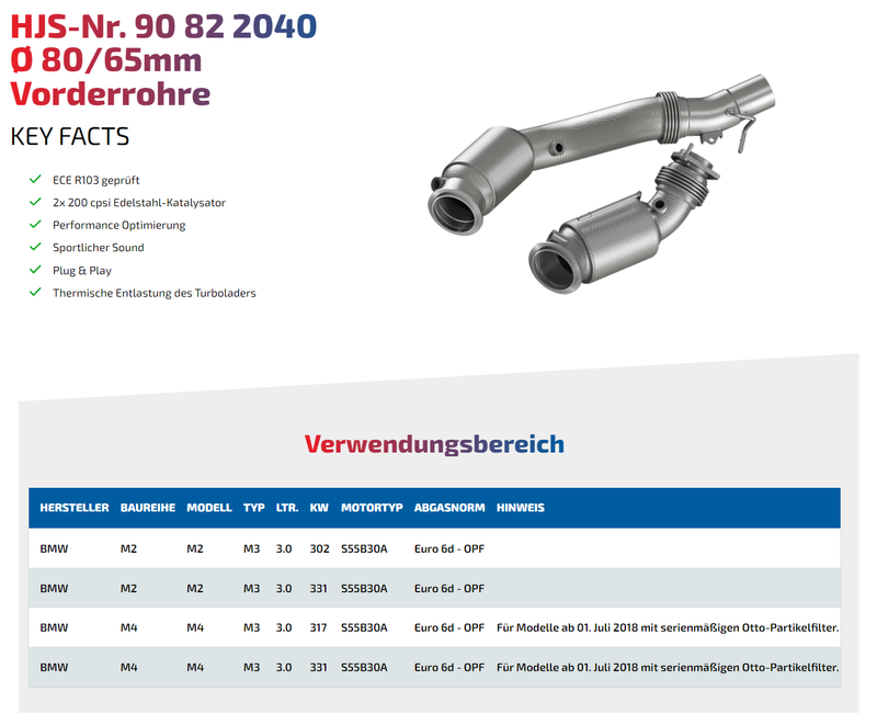 Laden Sie das Bild in Galerie -Viewer, HJS ECE Downpipes mit 200 Zellen Kats für BMW M4 Competition F82 / F83 OPF S55 - mit Zulassung - 90822040