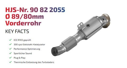 HJS ECE Downpipes mit 300 Zellen Kats für BMW B58 mit OPF für BMW M140i F20/F21 / M240i F22/F23 - mit Zulassung - 90822055