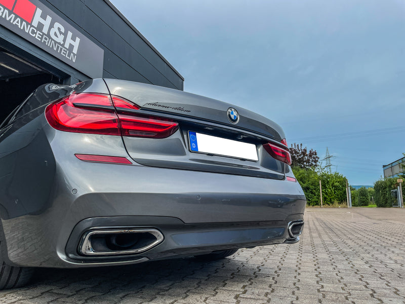 Laden Sie das Bild in Galerie -Viewer, Auspuffrohr-Abdeckungen für BMW 7er G11/G12 / M760 Optik Design Schwarz