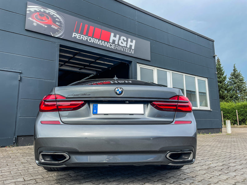 Laden Sie das Bild in Galerie -Viewer, Auspuffrohr-Abdeckungen für BMW 7er G11/G12 / M760 Optik Design Schwarz