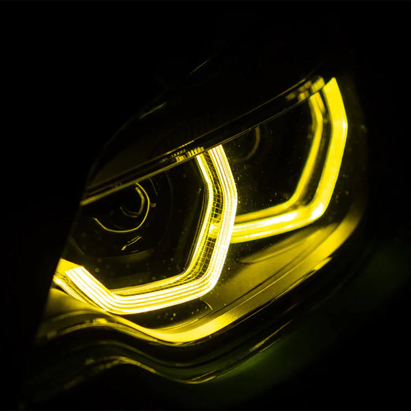 Laden Sie das Bild in Galerie -Viewer, H&H Tagfahrlichter Module + Kühlkörper DRL yellow light / gelb / Motorsport für BMW M2 Competition / M2 CS F87