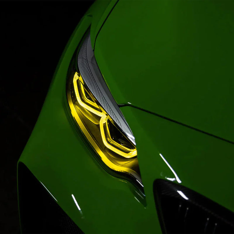 Laden Sie das Bild in Galerie -Viewer, H&H Tagfahrlichter Module + Kühlkörper DRL yellow light / gelb / Motorsport für BMW M2 Competition / M2 CS F87