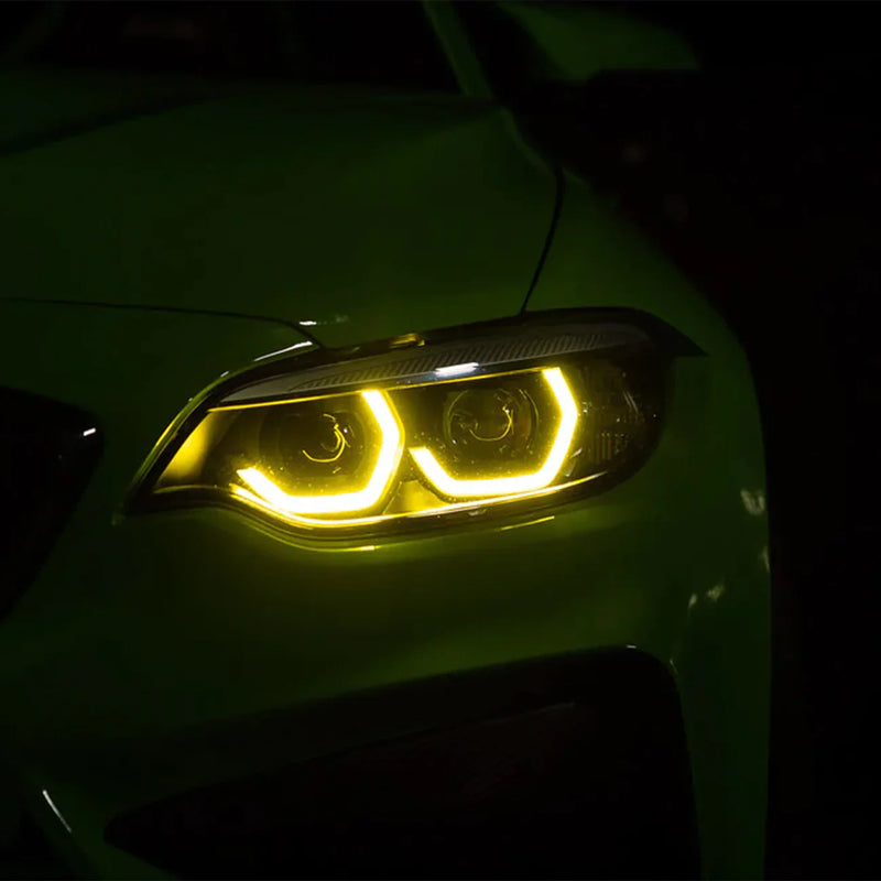 Laden Sie das Bild in Galerie -Viewer, H&H Tagfahrlichter Module + Kühlkörper DRL yellow light / gelb / Motorsport für BMW M2 Competition / M2 CS F87