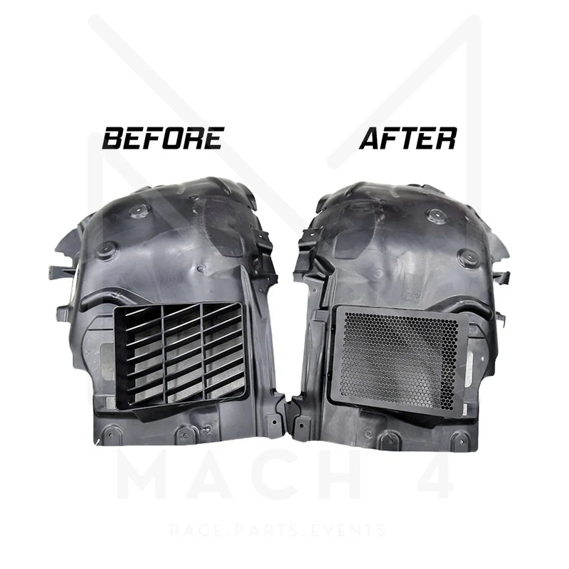 Laden Sie das Bild in Galerie -Viewer, H&H Performance | Mach 4 Radhaus Gitter / Race Gitter / Enhanced Clearance Front Wheel Arch Kit für BMW M2 G87